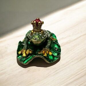 TCHOTCHKE- Jeweled Frog Prince Trinket Holder-NIB